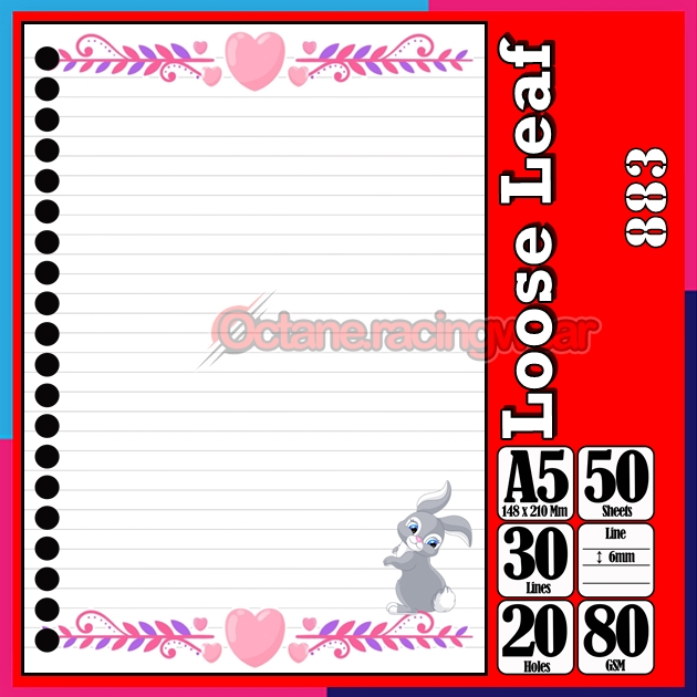 

Loose Leef Leaf A5 Isi 50 Lembar Binder Karakter Bunga pink Love cute Lucu Anime Cewe my Melody Hello Kitty Kucing Hewan Terbaru Polos refil Refill Vol-10