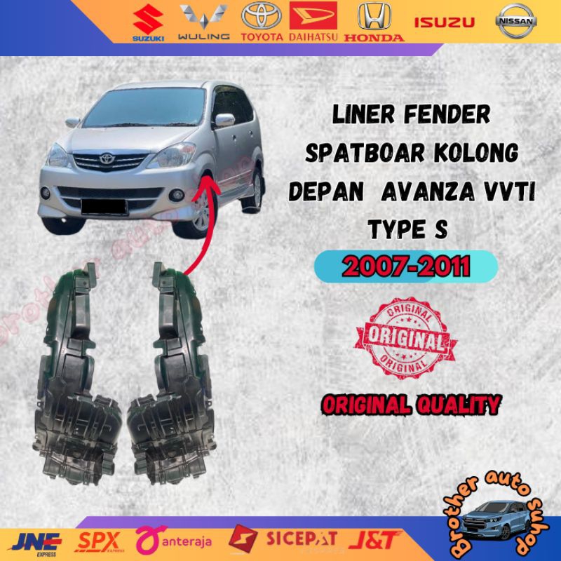 LINER FENDER SPATBOARD KOLONG DEPAN AVANZA VVTI TYPE S 2007 -2011 liner avanza type S 2007 2008 2009