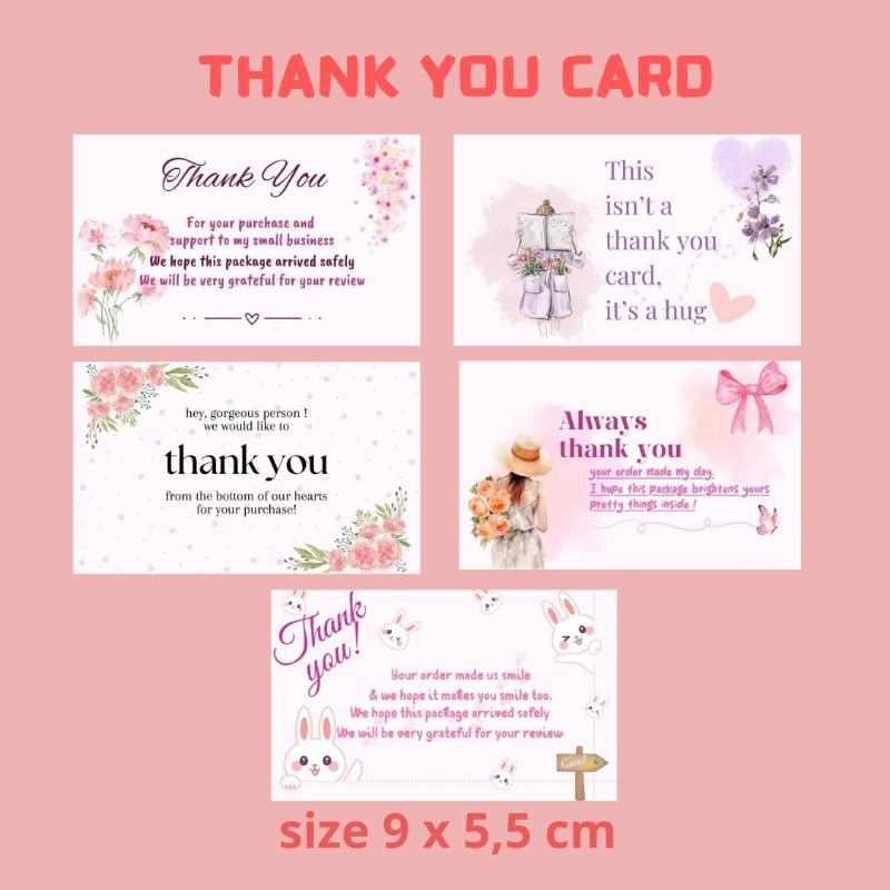 Thank you card - Thank You Card Olshop - Kartu ucapan terima kasih Aesthetic -Thank you card estetik
