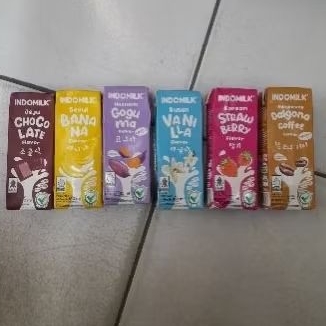 Indomilk susu UHT ( 1 dus 30 pcs ) rasa COKLAT/ VANILA/ STRAWBERRY/ BANANA/ BLACK LATTE /PINK BLOSSO