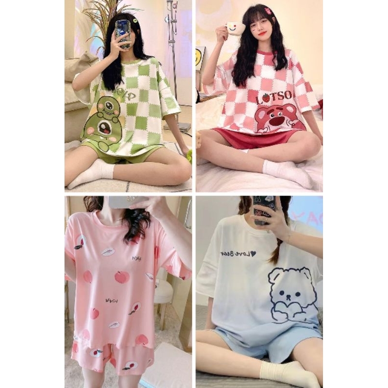 Baju tidur wanita/piyama wanita korean style motif lucu