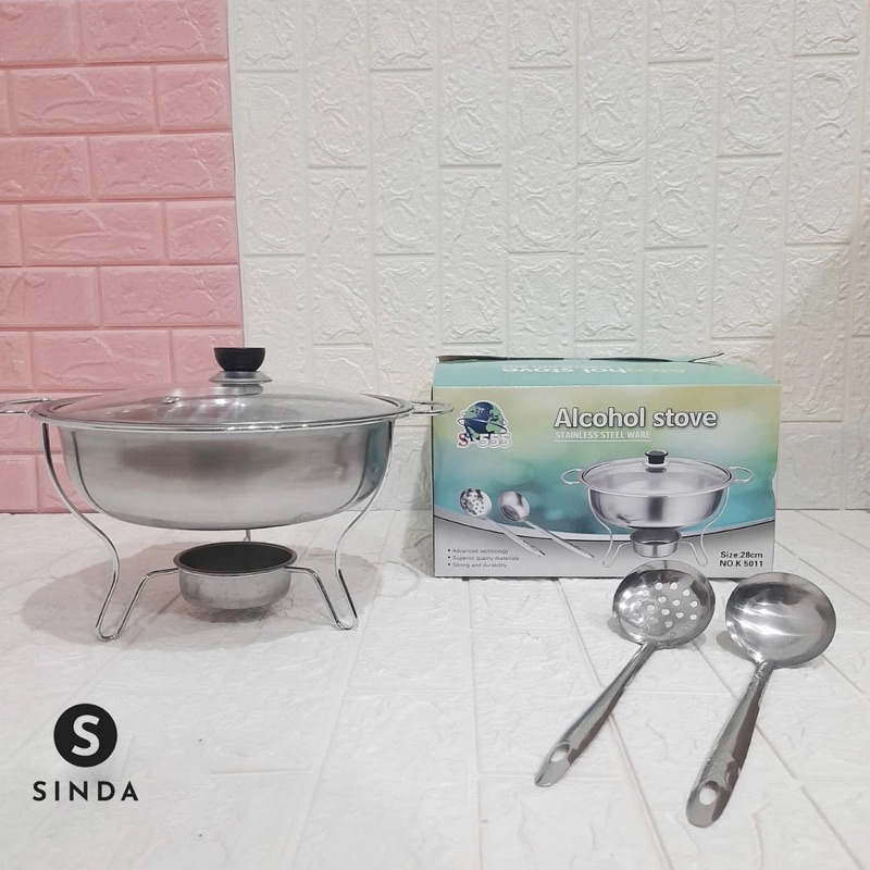 Panci Set Stainless Steel Panci Prasmanan Warmer Stove Tempat Wadah