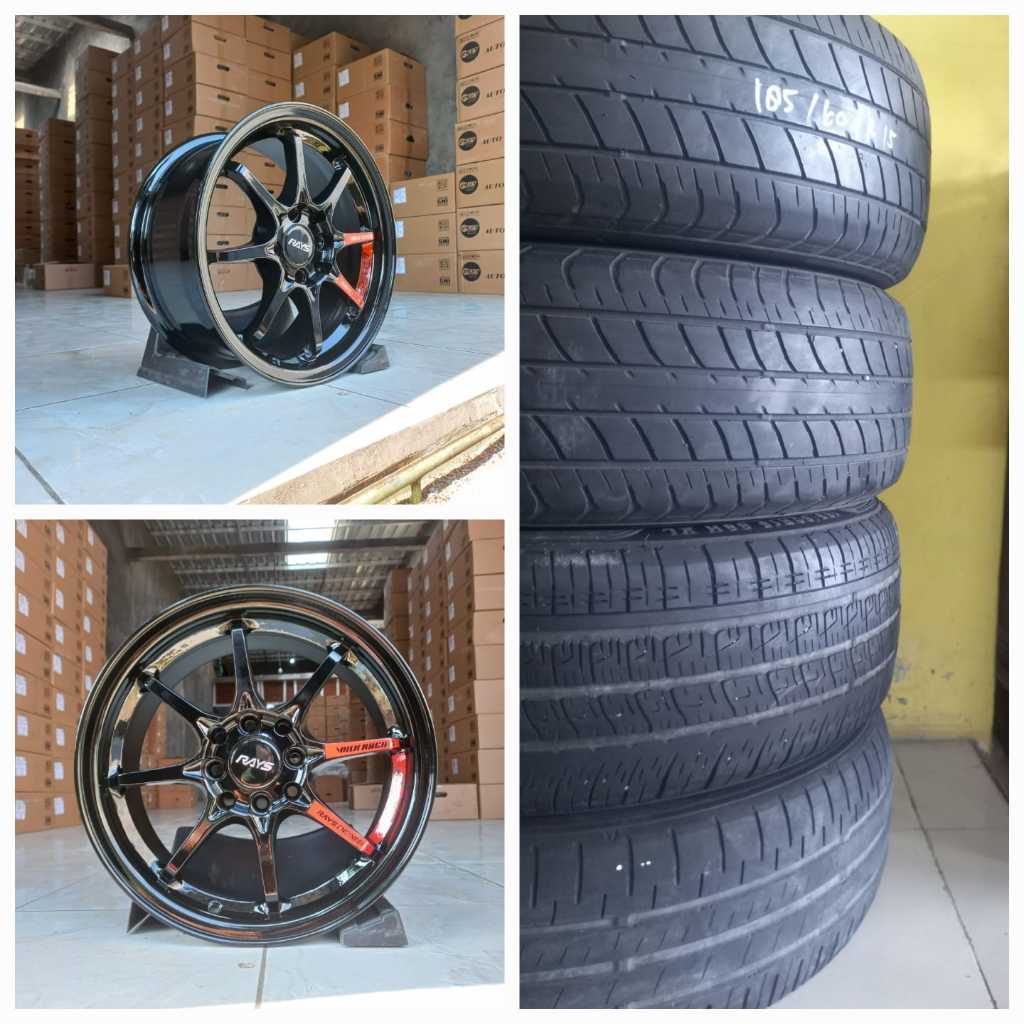 Velg baru ban second CE28 R15 H8 100/114 Hitam Metalik