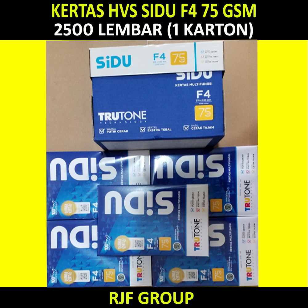 

KERTAS HVS SIDU F4 75 gsm 2500 LEMBAR (1 KARTON)