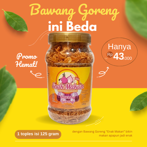 

Bawang Goreng Premium Tanpa Tepung Original 1 Toples isi 125 gram