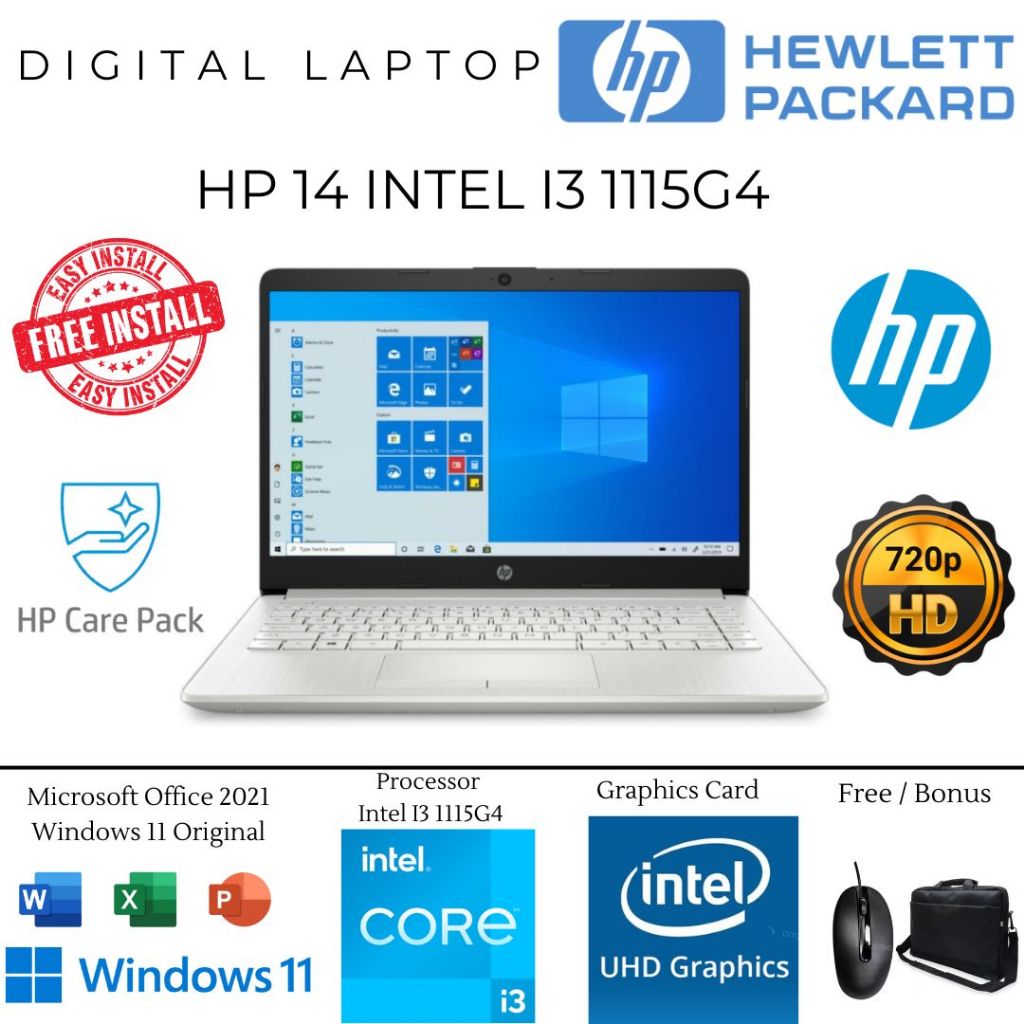 Laptop HP 14 Intel Core i3 1115G4 RAM 8GB 512GB SSD 14 Inch Touchscreen Windows 11 Home