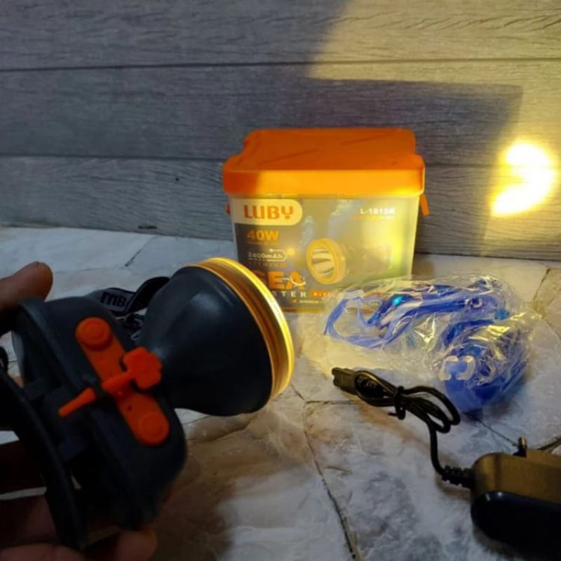 Senter Kepala Luby L-1815K Cahaya Kuning Senter Luby Cahaya Kuning 40Watt Senter Kepala Menyelam Lub