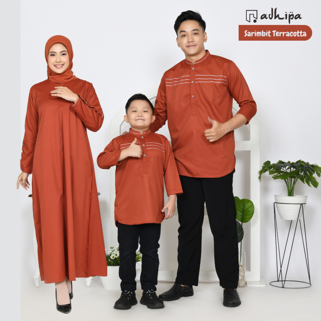 Sarimbit Keluarga/Baju Couple Keluarga Gamis Abaya warna Teracota