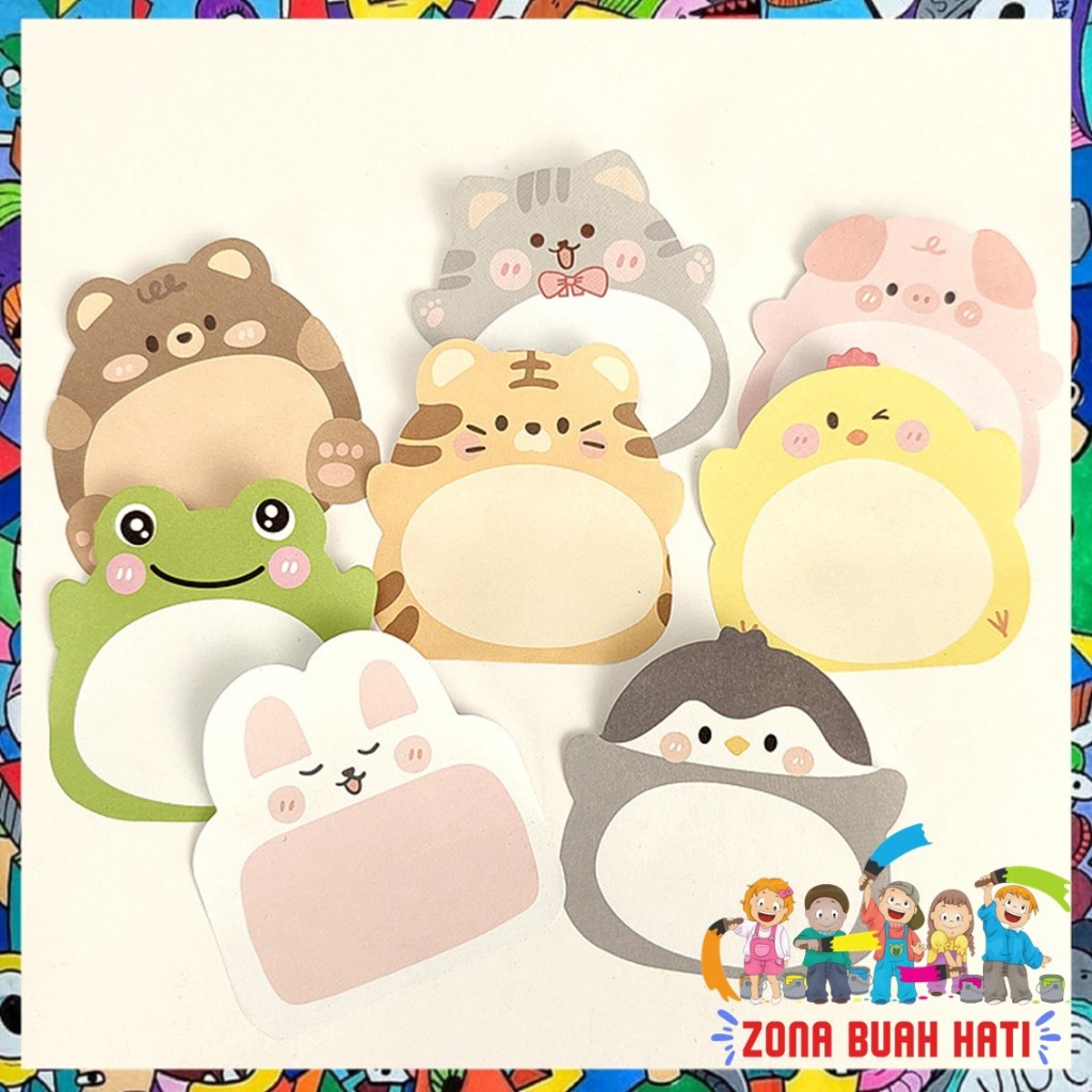 

ZBH Sticky Notes Motif Hewan Tempelan Kertas Catatan Memo Note Karakter Binatang Binatang Mini Book Karakter Animal Lucu