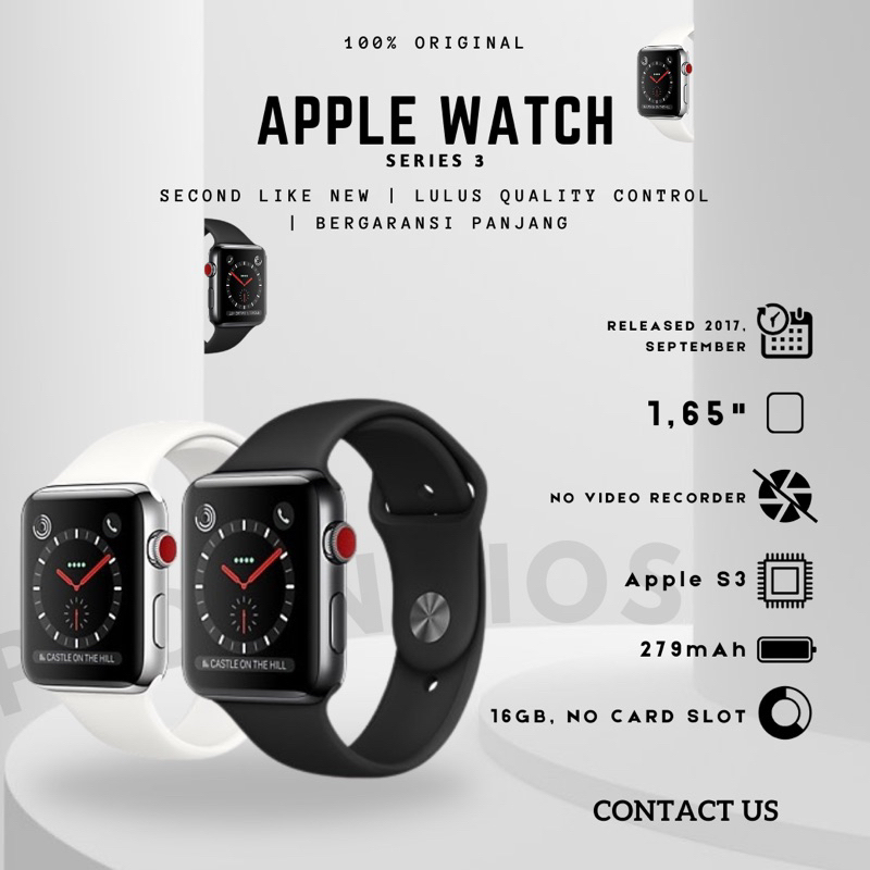 Apple Watch Series 3 42mm Second Mulus Original Fullset