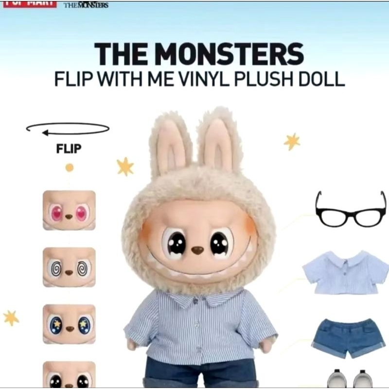 LABUBU THE MONSTERS FLIP WITH ME VINYL PLUSH DOLL 40CM LISA BLACKPINK BONEKA LABUBU