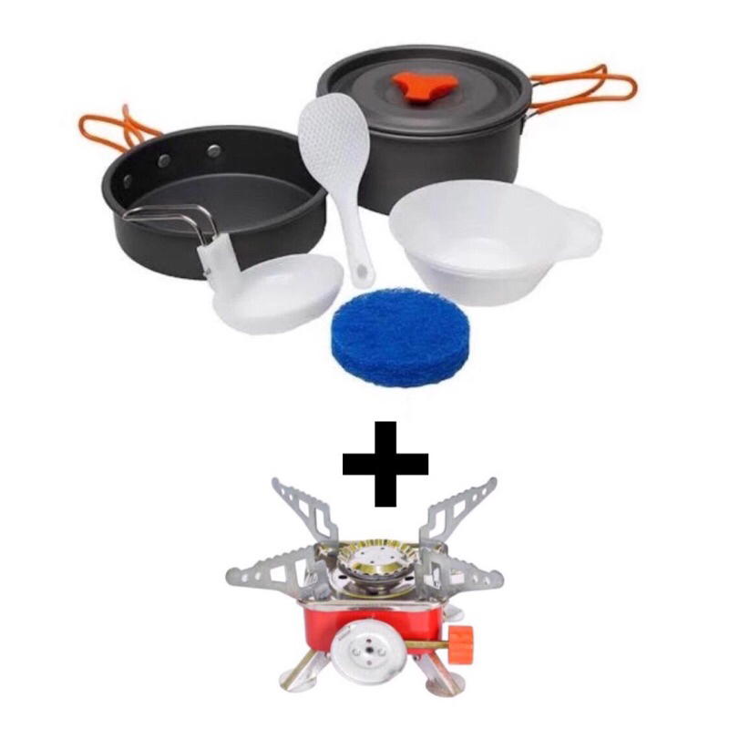Paket Bundling Murah Alat Masak Camping Cooking Set DS 200 Dan Kompor Kotak Kovar K 202 - Satu Set A