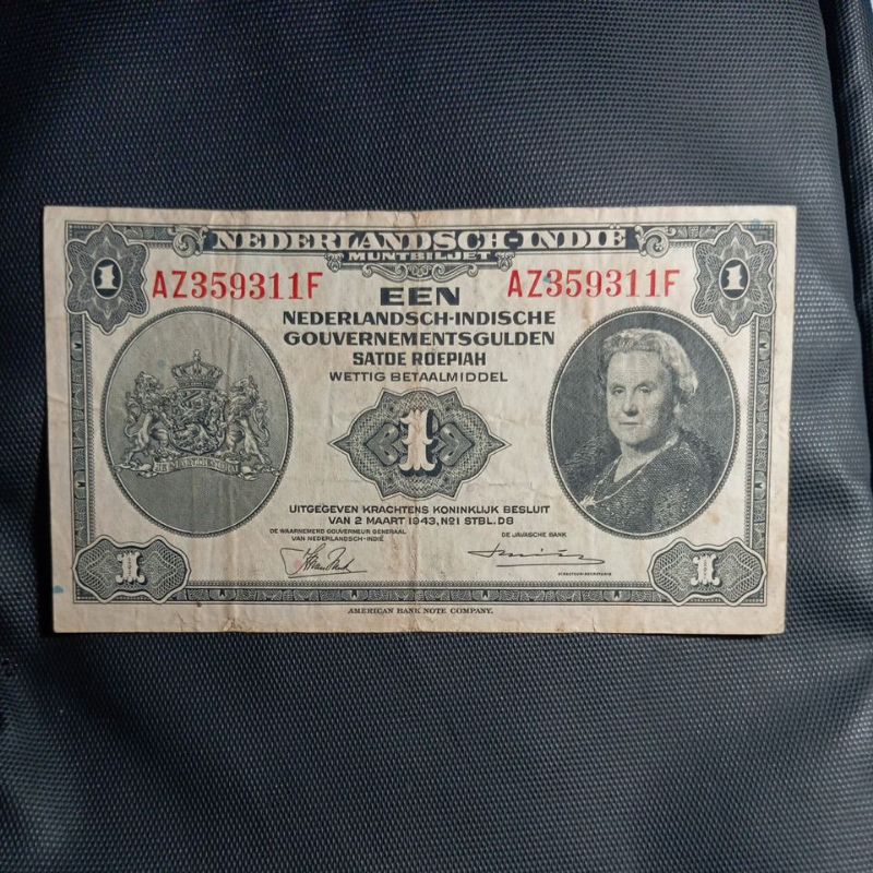 uang kuno 1 NEDERLANDSCH-INDIE MUNTBILJET kertas tebal keras jaman belanda
