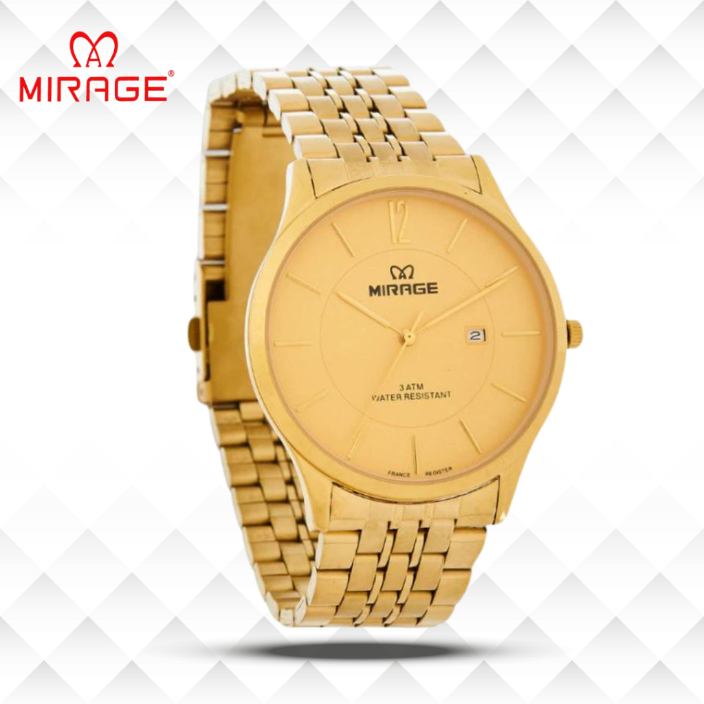 Mirage Jam Tangan Pria Analog 8647 M Gold Original Stainless