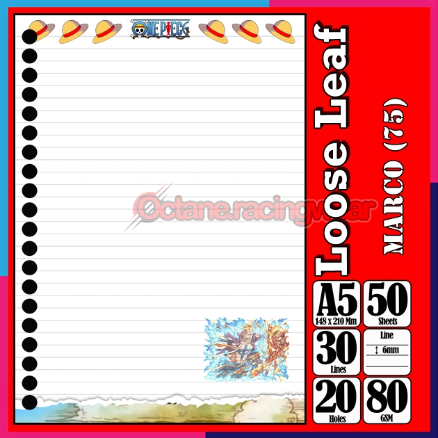 

Loose Leef Leaf A5 Isi 50 Lembar Binder Karakter Marco Marshal D Teach Anime One PieceTerbaru Polos refil Refill Vol-15