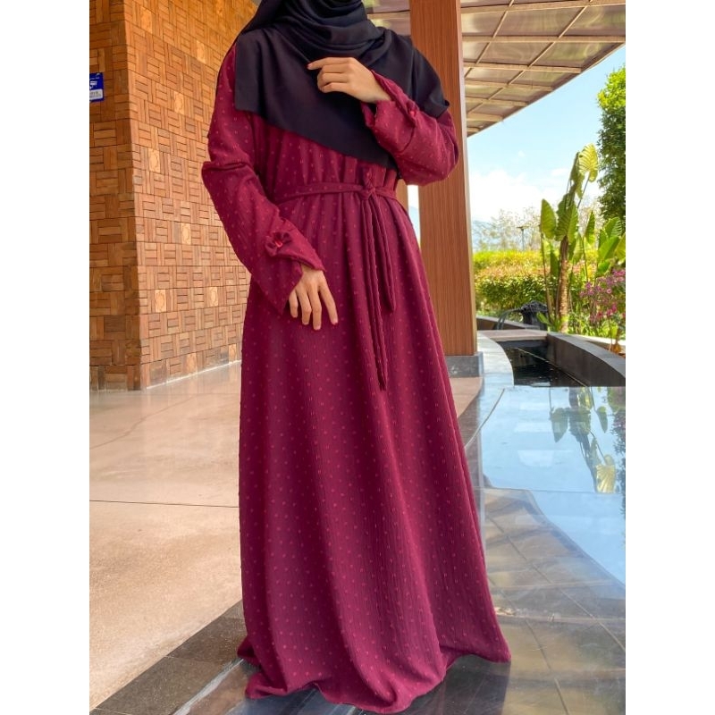 Khanza ABAYA SHOFIE Gamis syar'i wanita Dress Lengan Pita Dress muslimah Syar'i