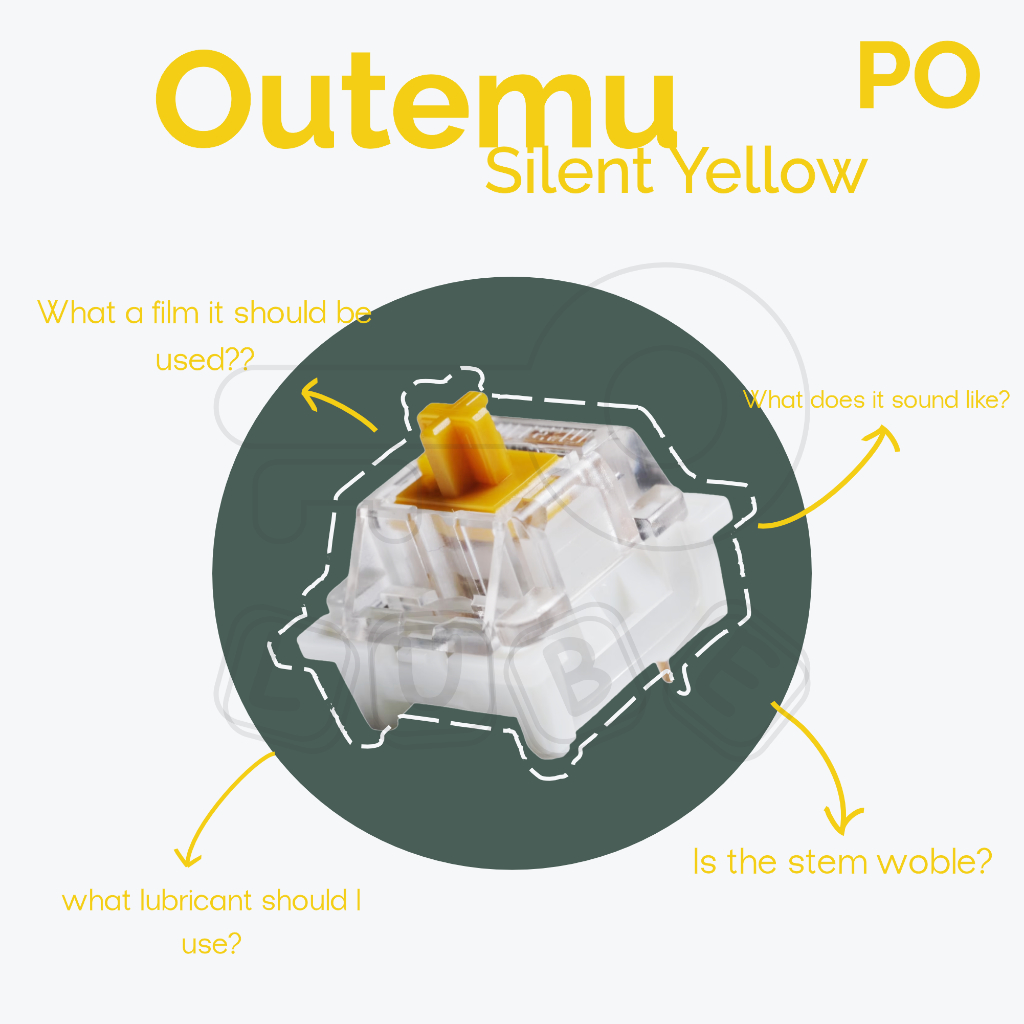 LUBED OUTEMU Silent Yellow Switch Linear Mechanical Switch with Krytox  / Tribosys