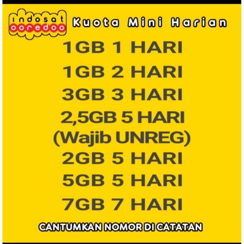 Murah Data Indosat Harian Mingguan Bulanan / Kuota Harian Indosat