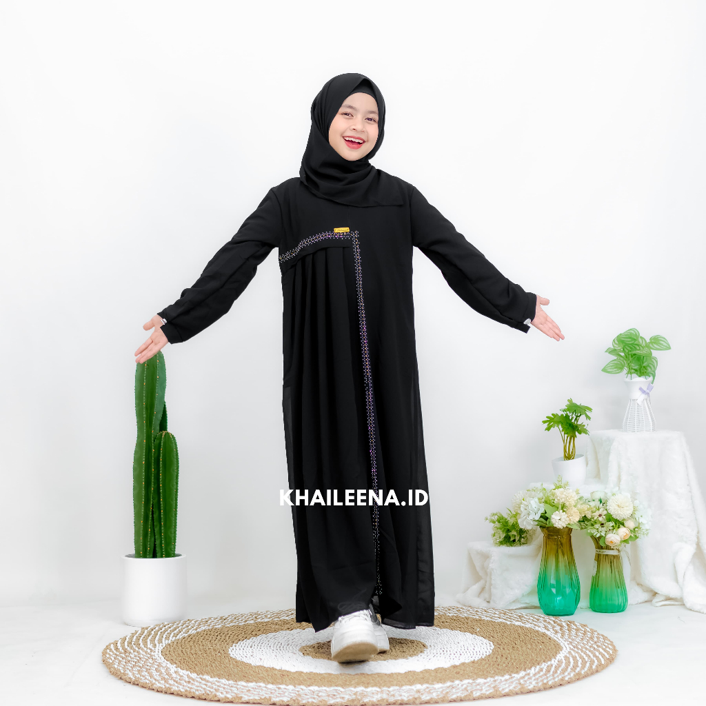 GAMIS ANAK BAHAN CERUTY PLUS HIJAB/Inara kids set kerudung/Gamis kondangan anak usia tanggung/Dress 