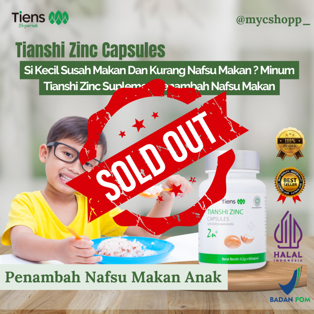Tianshi Zinc Suplemen Penambah Nafsu Makan dan Penggemuk Badan Anak Dan Dewasa herbal Original BPOM