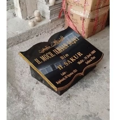 Batu Nisan Hitam Model Buku / Nisan Makam Buku + Ongkir Se-Jawa