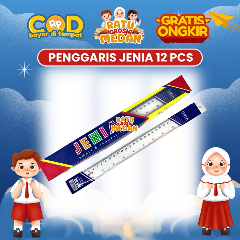 

Penggaris Bening Jenia 30cm 12pcs