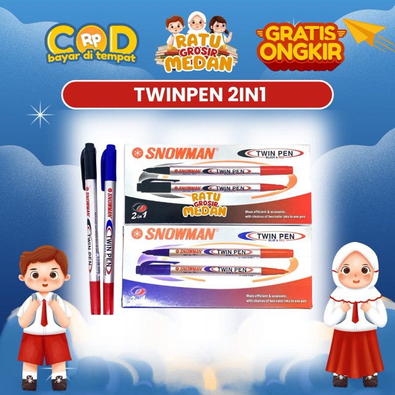 

Spidol Snowman Twinpen 12pcs