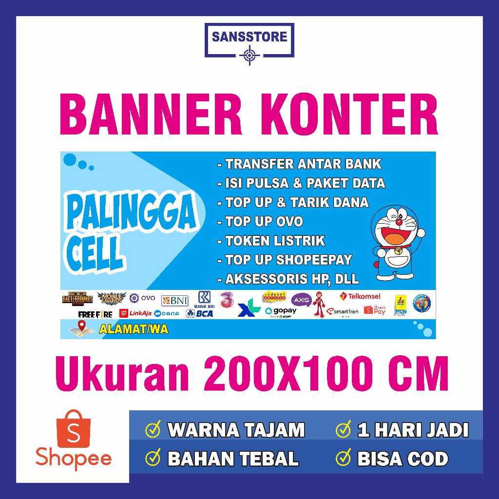 BANNER KONTER DORAEMON 200X100 CM