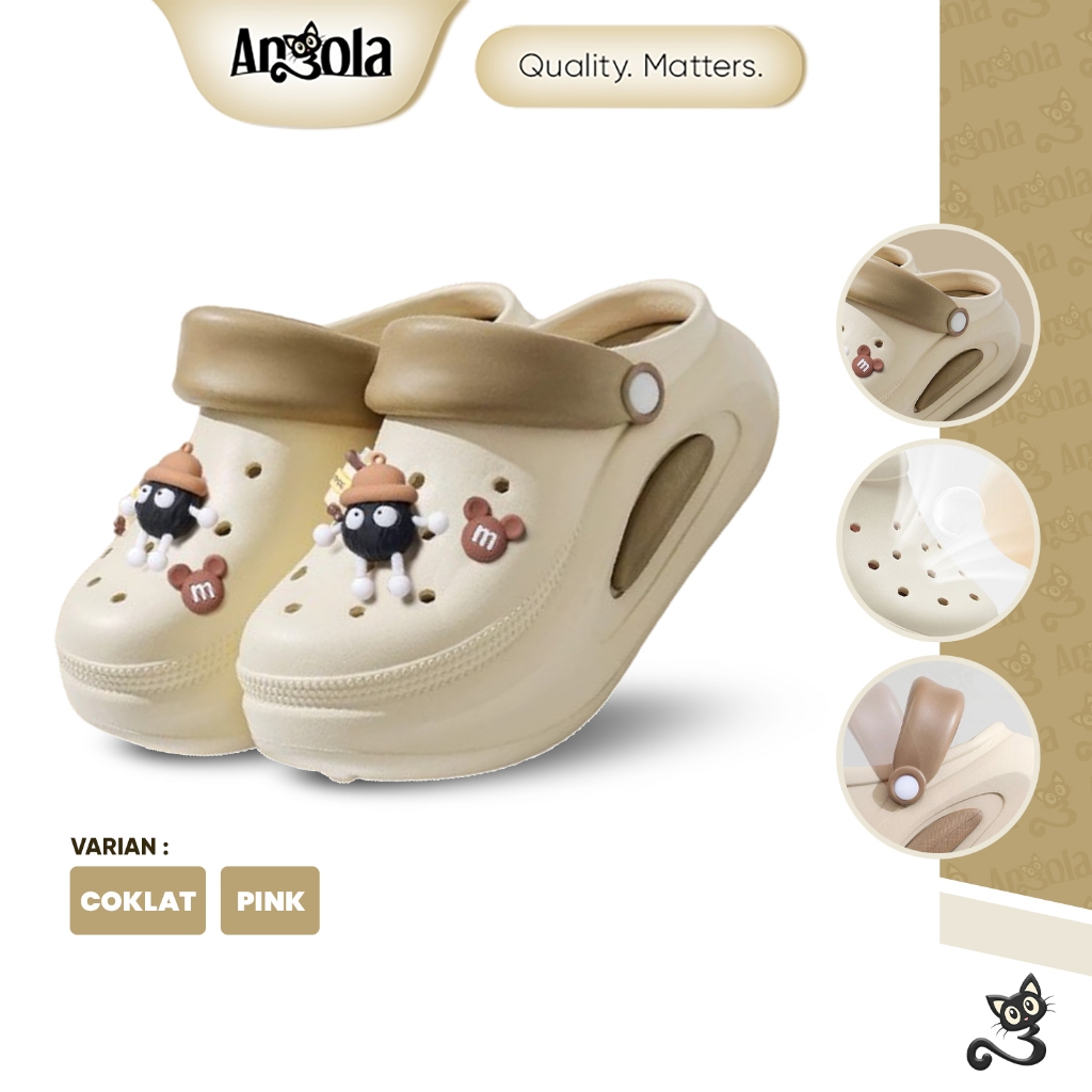 ANGOLA Sepatu Sandal Wedges Jibbitz 6CM H28A Sepatu Sendal Fuji Lucu/Sandal Kekinian/Sendal Baim