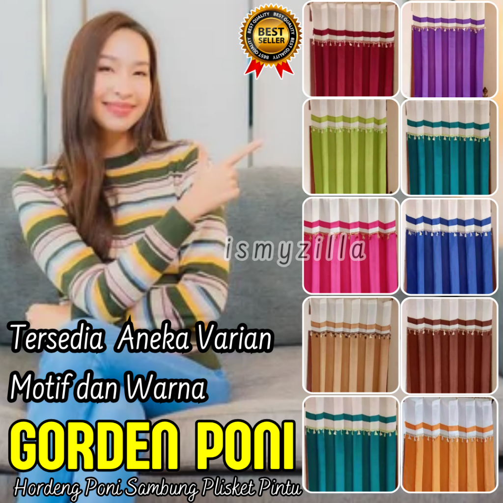 Gorden Poni sambung Aneka Motif /Hordeng Poni /Korden Plisket Pintu Murah