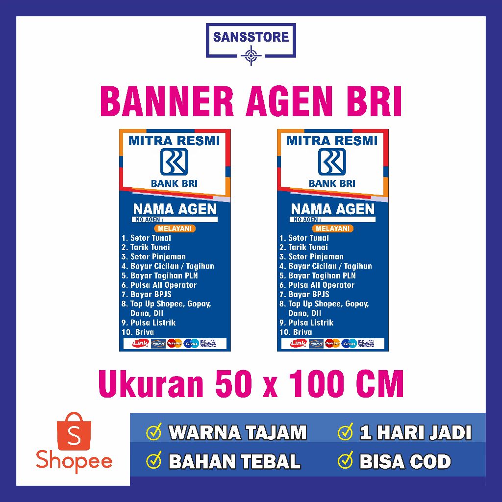 BANNER AGEN BRILINK 50X100 CM SPANDUK BENNER BANER