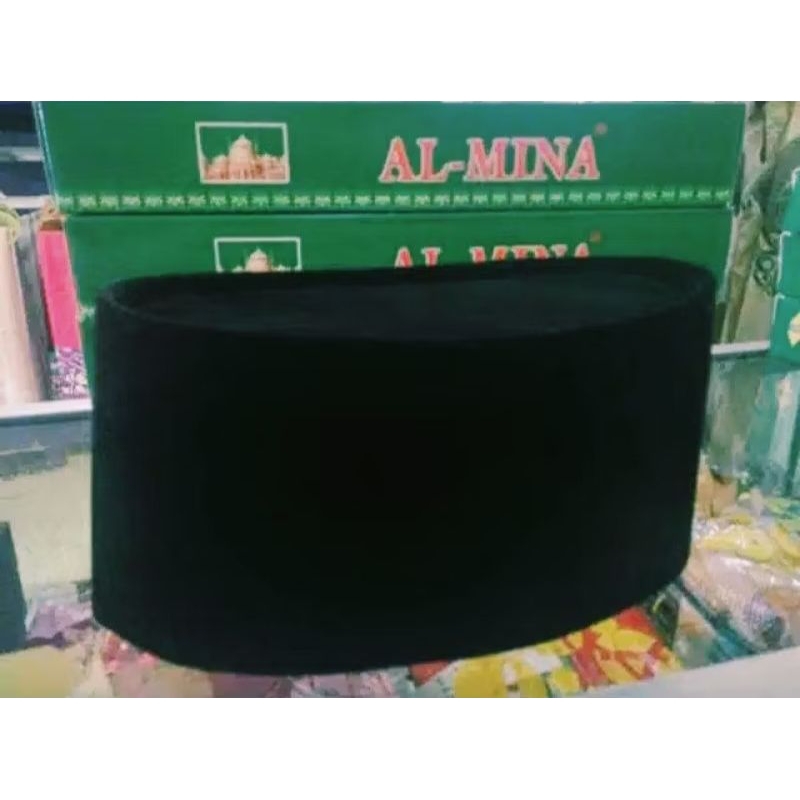 Tinggi 11 kopiah Hitam Polos Peci Songkok Al Mina