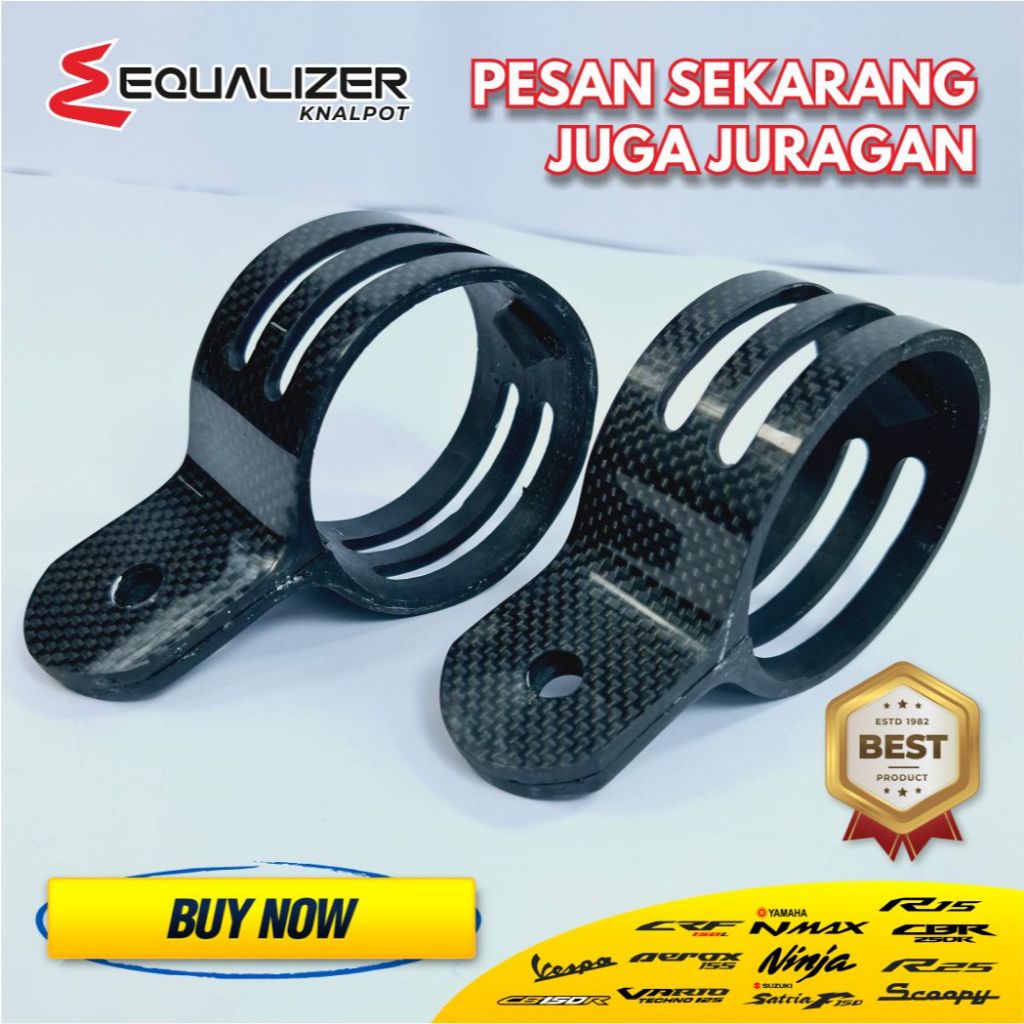 Klem Knalpot Ninja R Ninja RR Gantungan Knalpot Ninja R 2 tak Carbon karbon Kevlar Keflar 2,5 inch