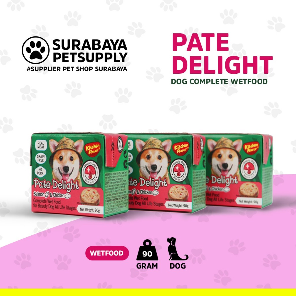 KF Dog Pate Delight Salmon Chicken Wetfood 90gr - Kitchen Flavour Patedelight anjing salmon dan ayam
