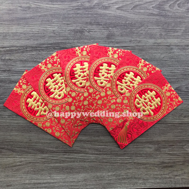 

(WAO40) Angpao Panjang Wedding / Angpao Panjang Pengantin Shuang xi / Angpao Wedding 6pc