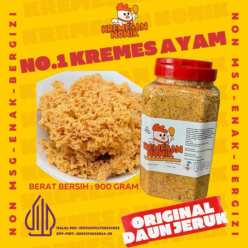 

900 Gram KREMES AYAM NONIK Rasa ORIGINAL DAUN JERUK Kremesan Nonik