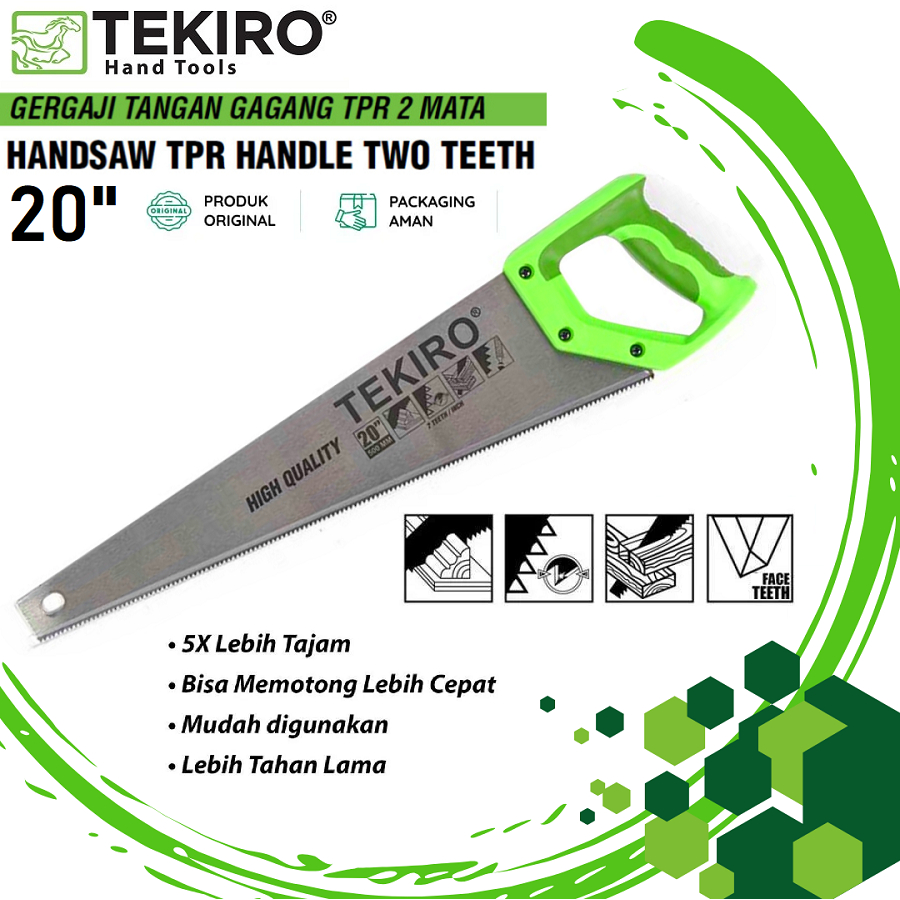 TEKIRO GERGAJI TANGAN GAGANG TPR 20 INCH 2 MATA GERGAJI KAYU GAGANG PLASTIC Gergaji Belah