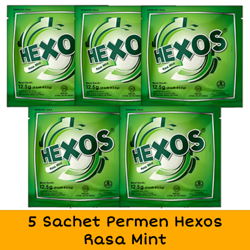 

5 Sachet Permen HEXOS Kembang Gula Rsa Mint