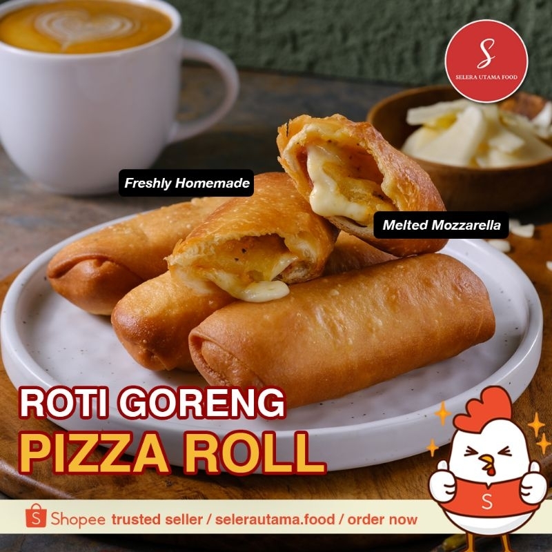 

Roti Goreng Pizza Roll Mozzarella dan Smoked Beef , Frozen Food isi 4, Siap Masak