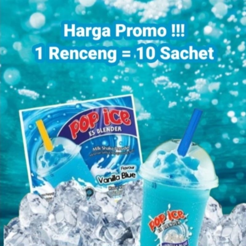 

pop ice vanila blue 1 renceng isi 10 sachet