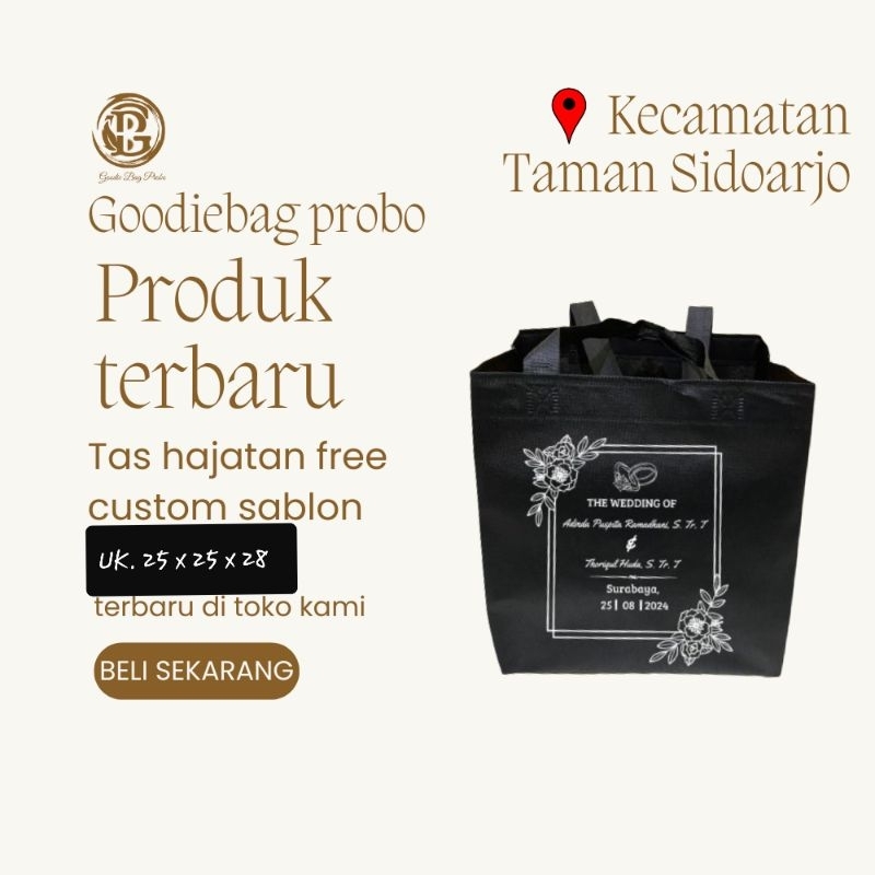 

Goodiebag custom sablon UK 25X25X28cm/tas hajatan sablon/sablon tas murah
