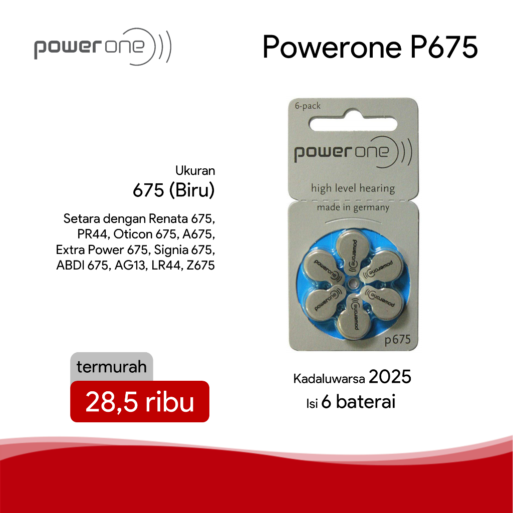 Baterai Alat Bantu Dengar PoweOne / Signia 675