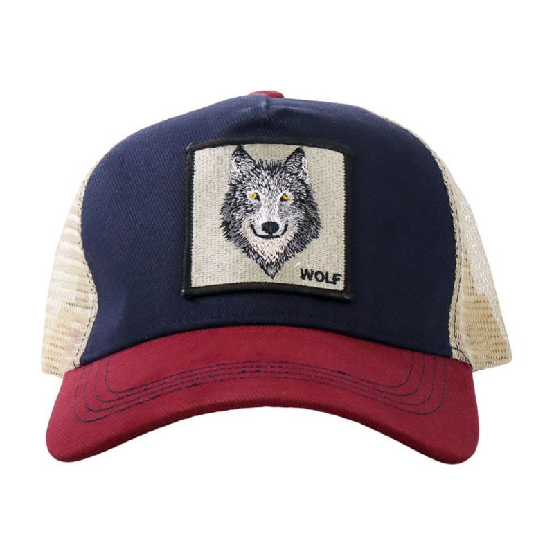 [Kode B] Topi unisex Topi pria jaring hat wolf patch