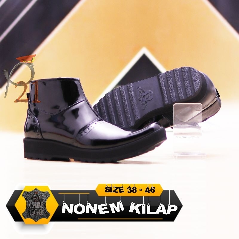 sepatu pdh pria merk p21 kulit asli model NONEM KILAP
