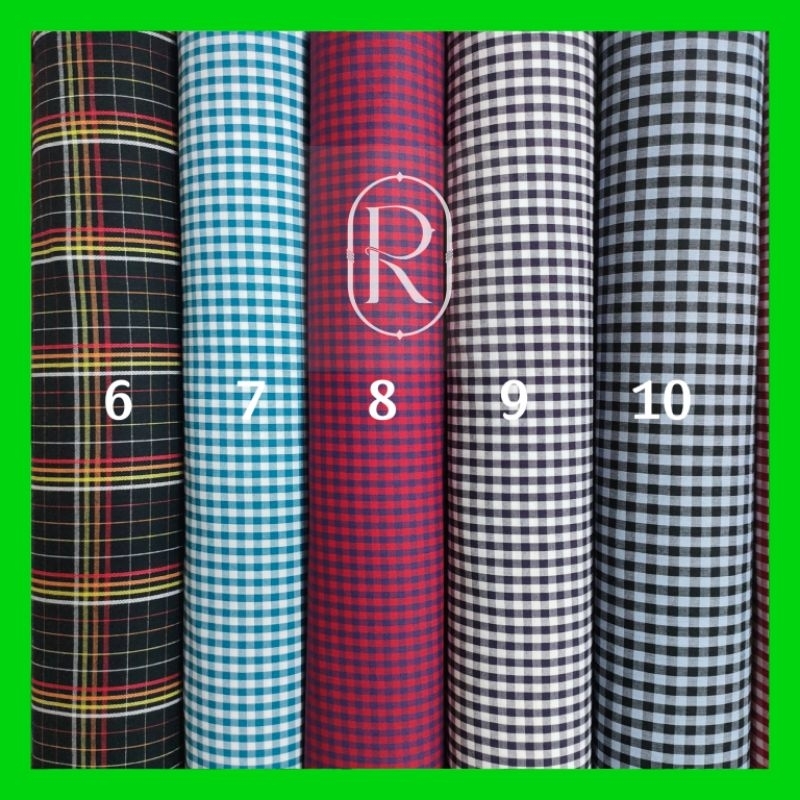 kain katun kemeja kotak - bahan baju kemeja kantor - cotton import motif salur kotak garis