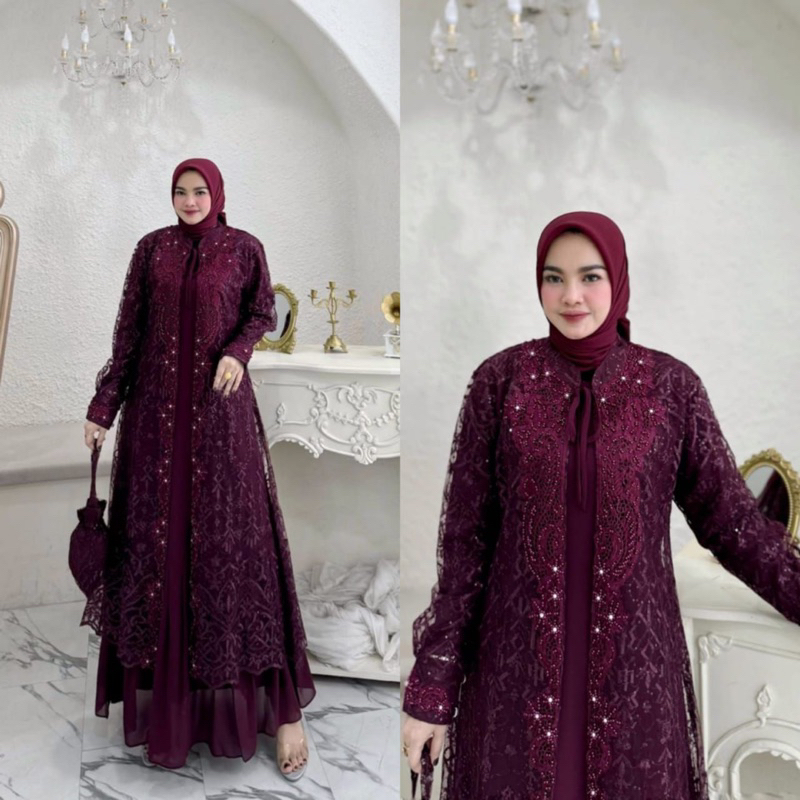 NEW YUMNA SET OUTER TILE PREMIUM GAMIS PESTA GAMIS TERBARU GAMIS SET OUTER