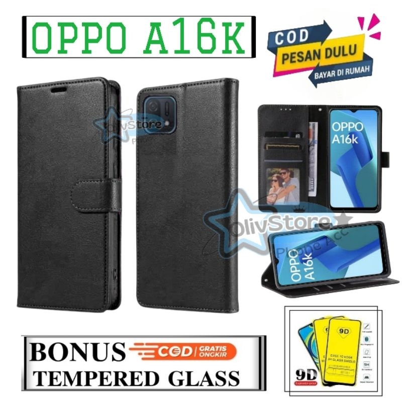 Sarung Dompet Untuk Hp Oppo A16K Flip Case Leather Premium Sarung Dompet Kulit