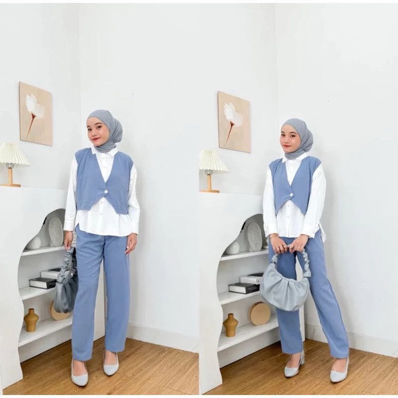 DINDA SETELAN ROMPI CRINKLE AIRFLOW / DINDA SET POLOS /SETELAN WANITA TERBARU/ONESET WANITA KEKINIAN