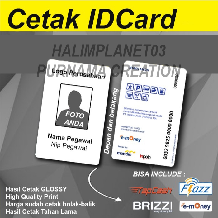 

Cetak Idcard custom desain Id Card bisa etoll bisa NFC HP