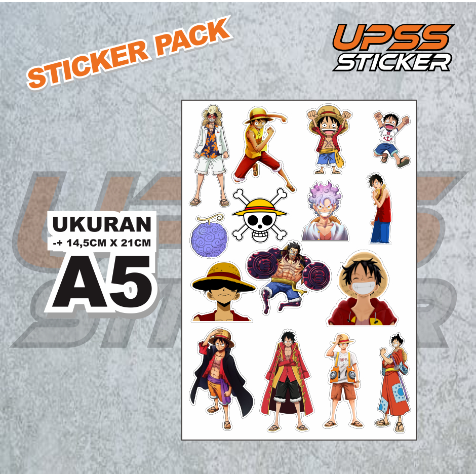 

stcker pack isi 15 anime one piece LUFFY untuk laptop,tumbler,helm dlll